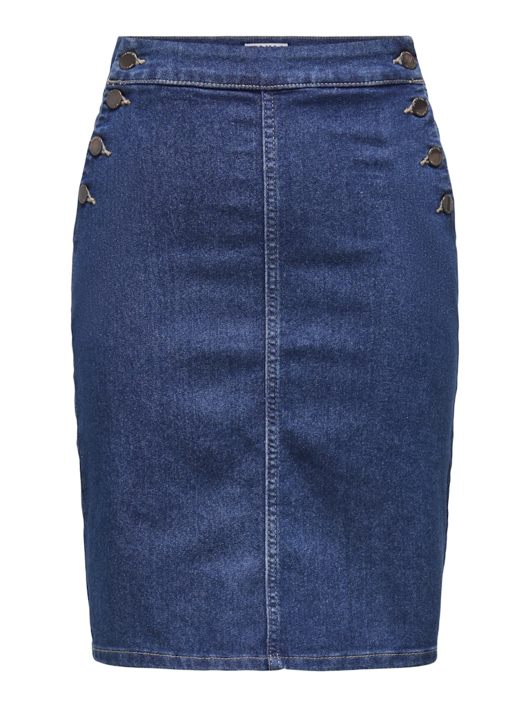 HUSH BUTTON MIDI SKIRT DENIM - DARK BLUE DENIM