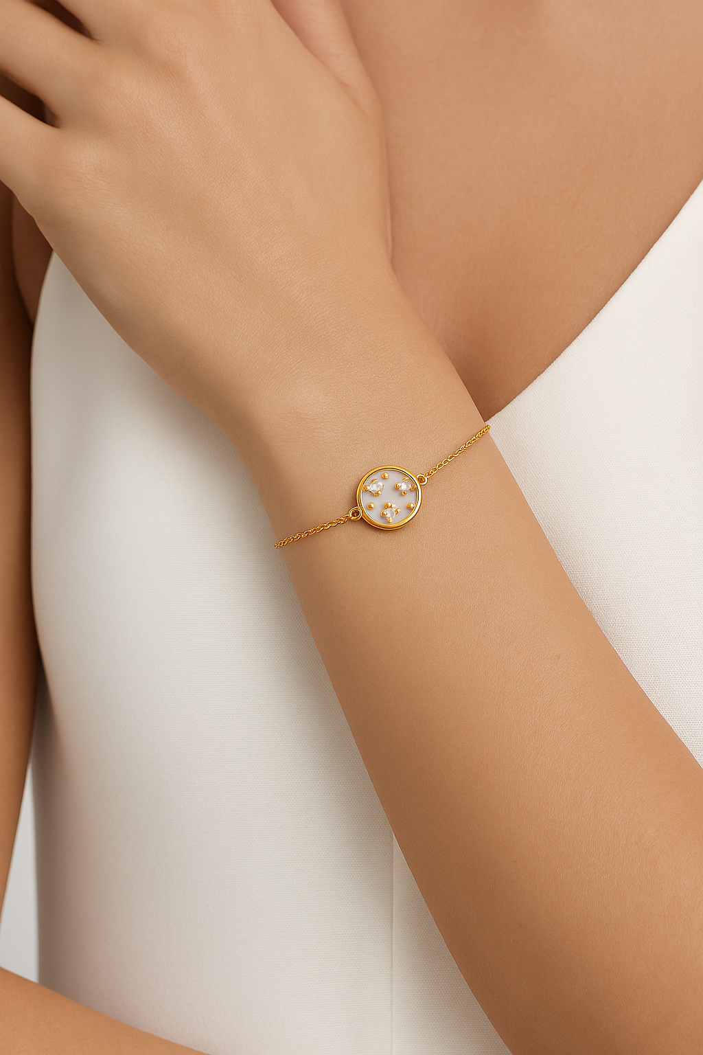 Krystal Armbånd - 14K Guld - 031