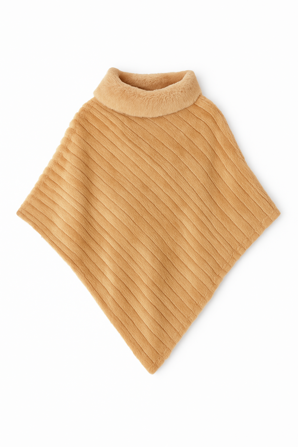 Poncho - Imiteret pels - 2602B Beige