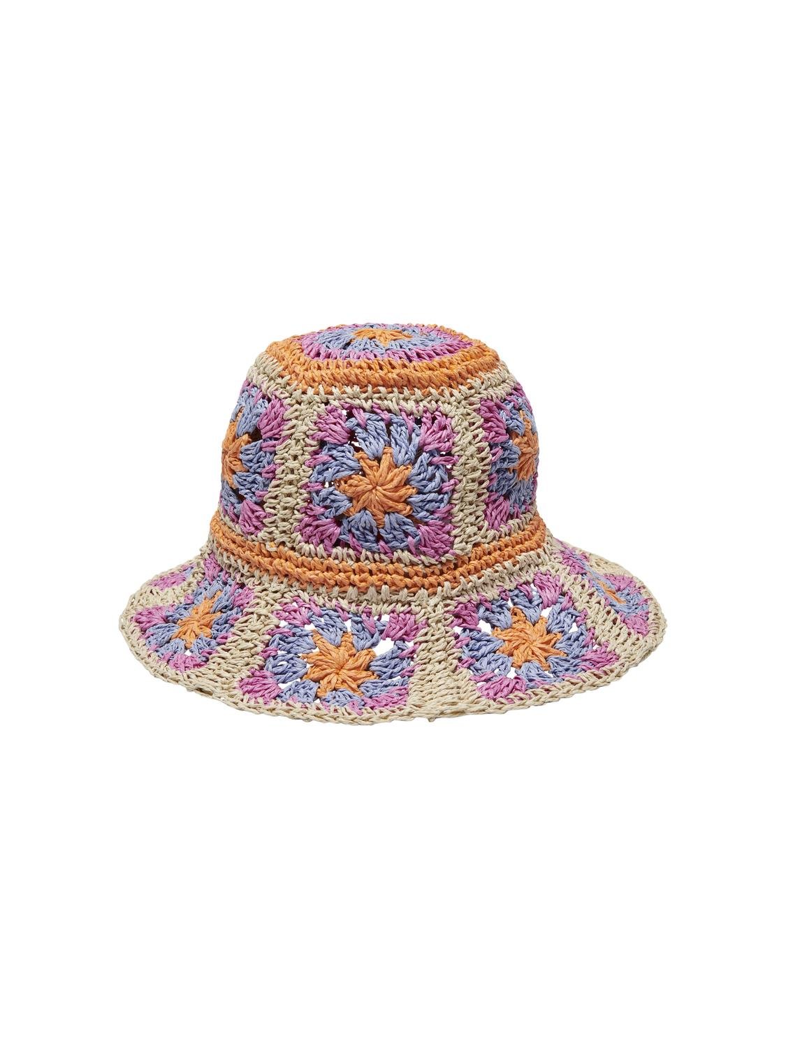 Quinn Flower stråhat - Pale khaki/Orange/Pink