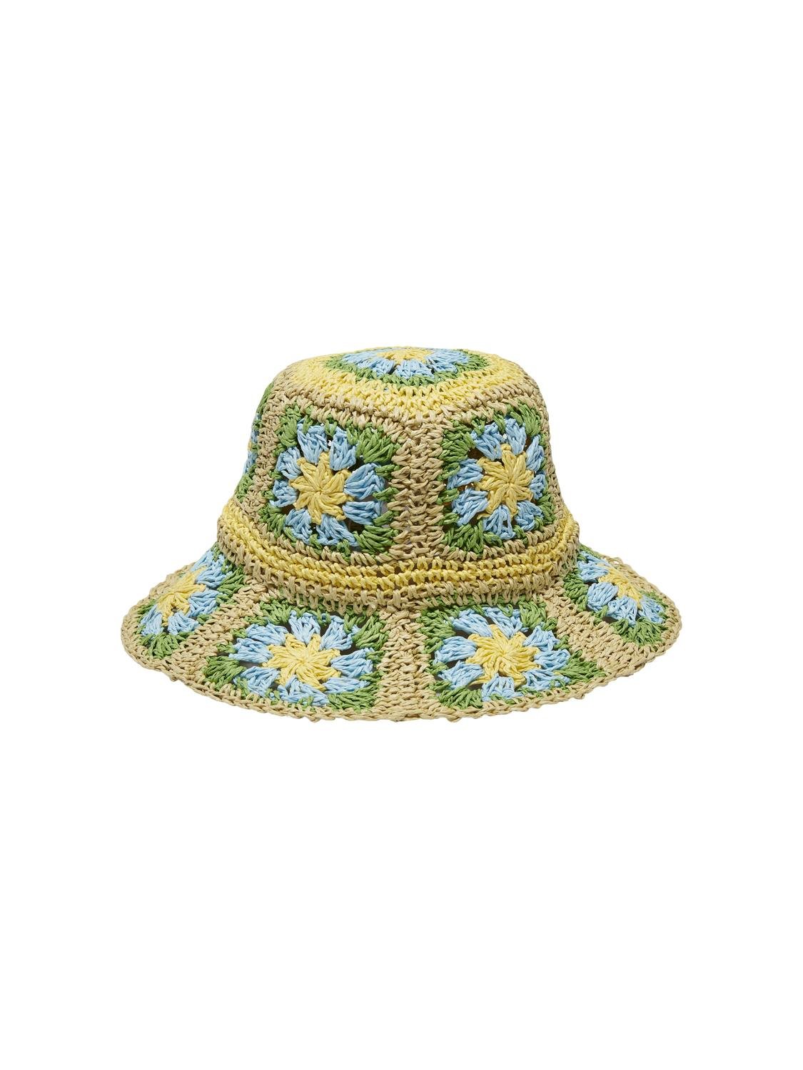 Quinn Flower stråhat - Toasted coconut/blue/green