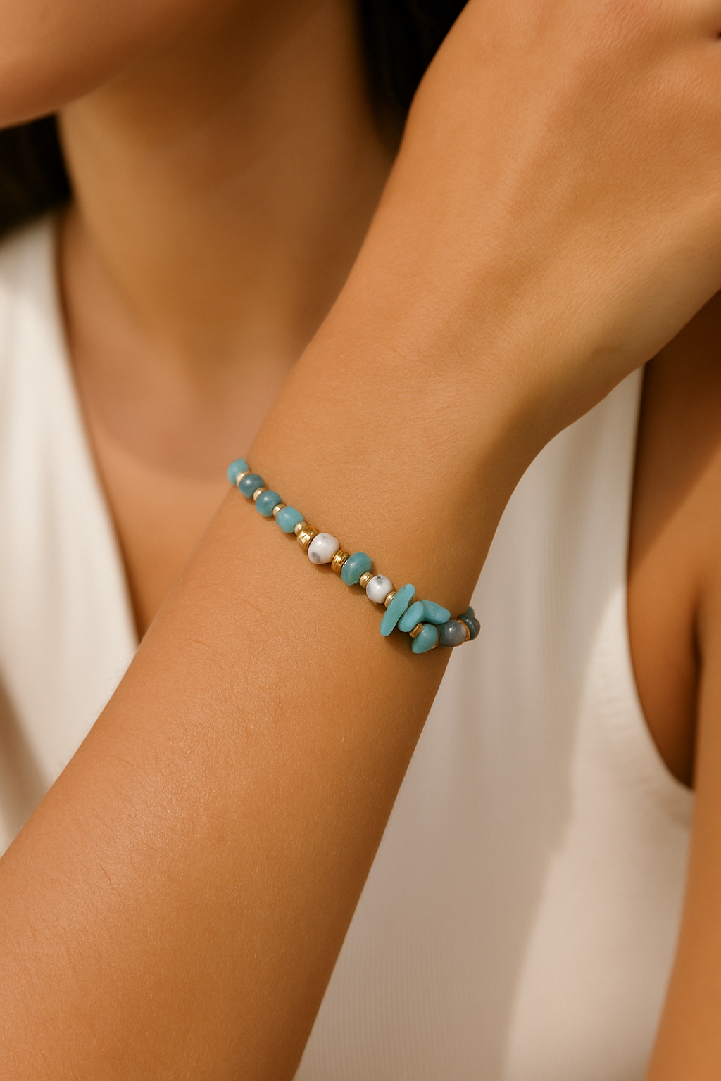 Armbånd - Semi Precious Stones Teal - 2607A