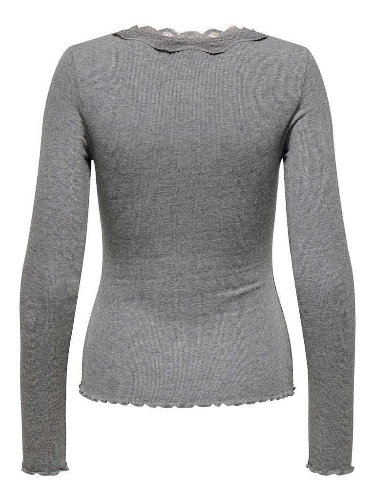 ETOLIE V-NECK RIB TOP - MEDIUM GREY MELANGE