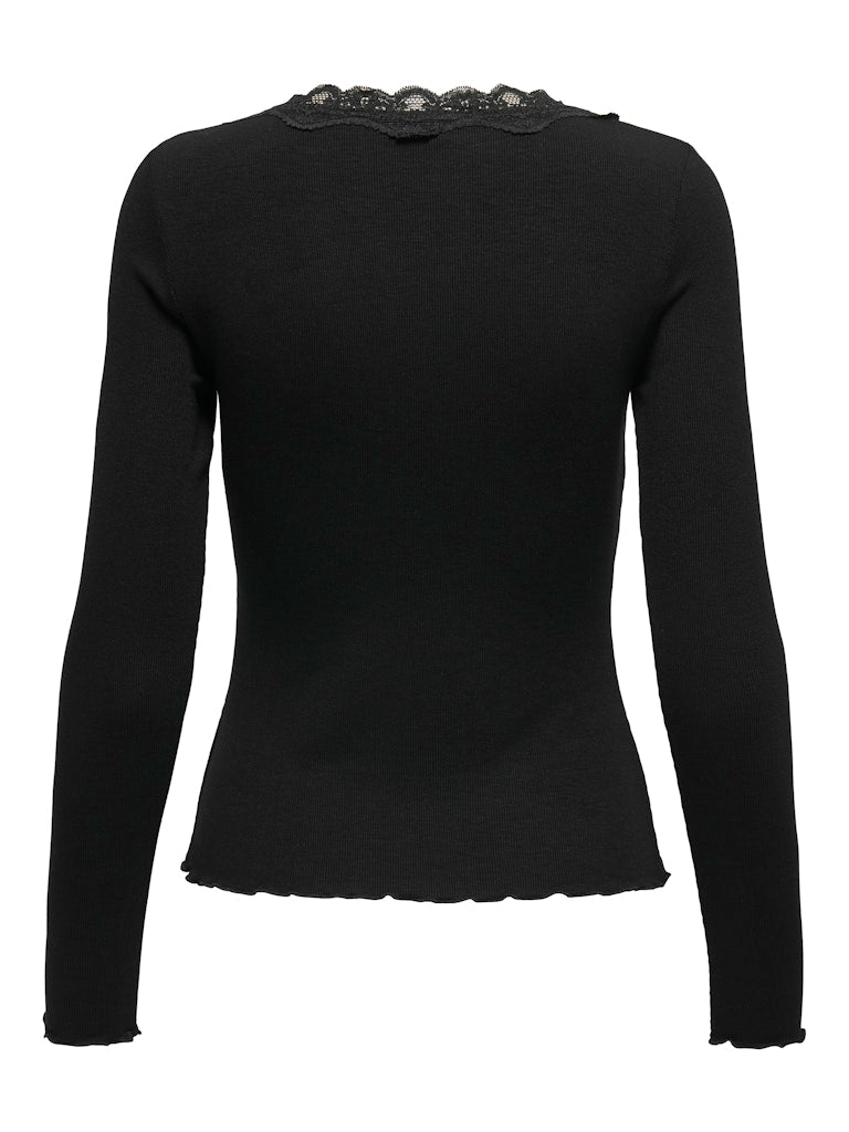 ETOLIE V-NECK RIB TOP - BLACK