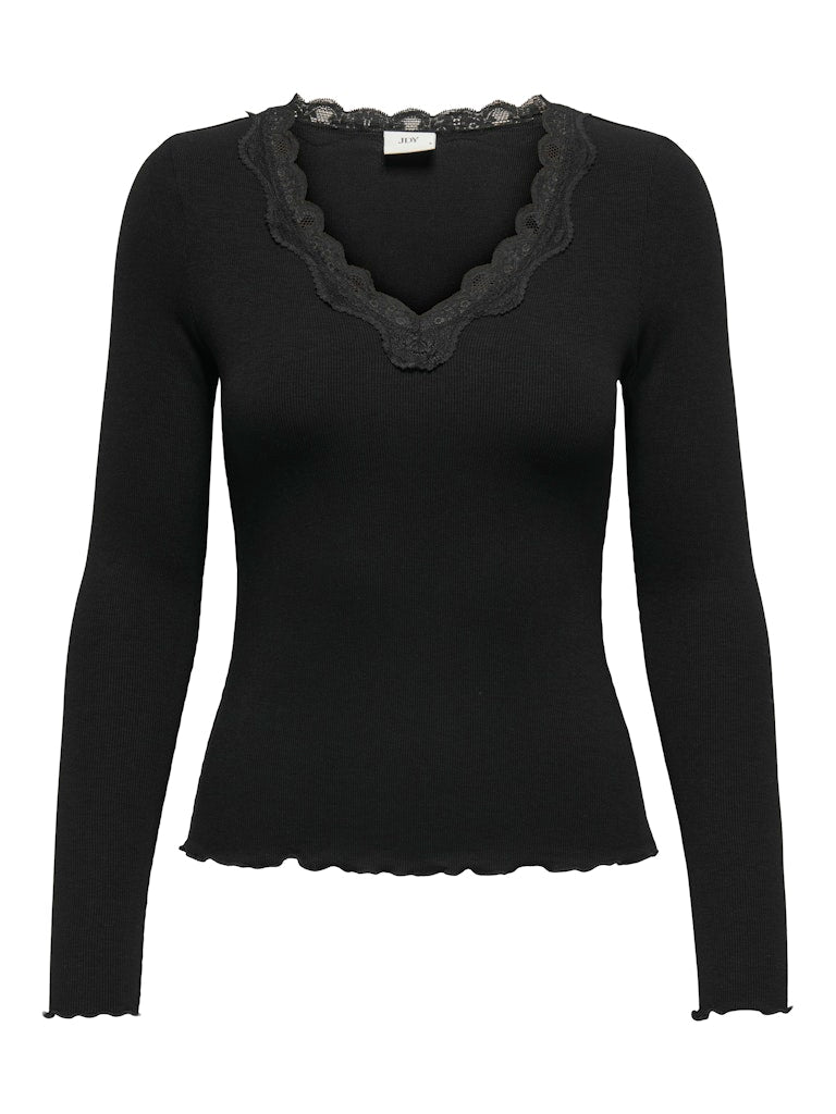 ETOLIE V-NECK RIB TOP - BLACK