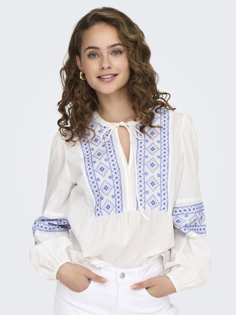 LULU EMBROIDERY SHIRT - CLOUD DANCER/BLUE