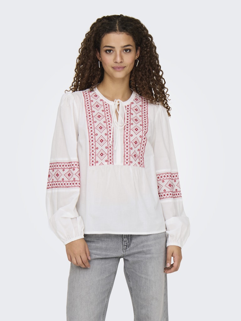 LULU EMBROIDERY SHIRT - CLOUD DANCER/SKI PATROL