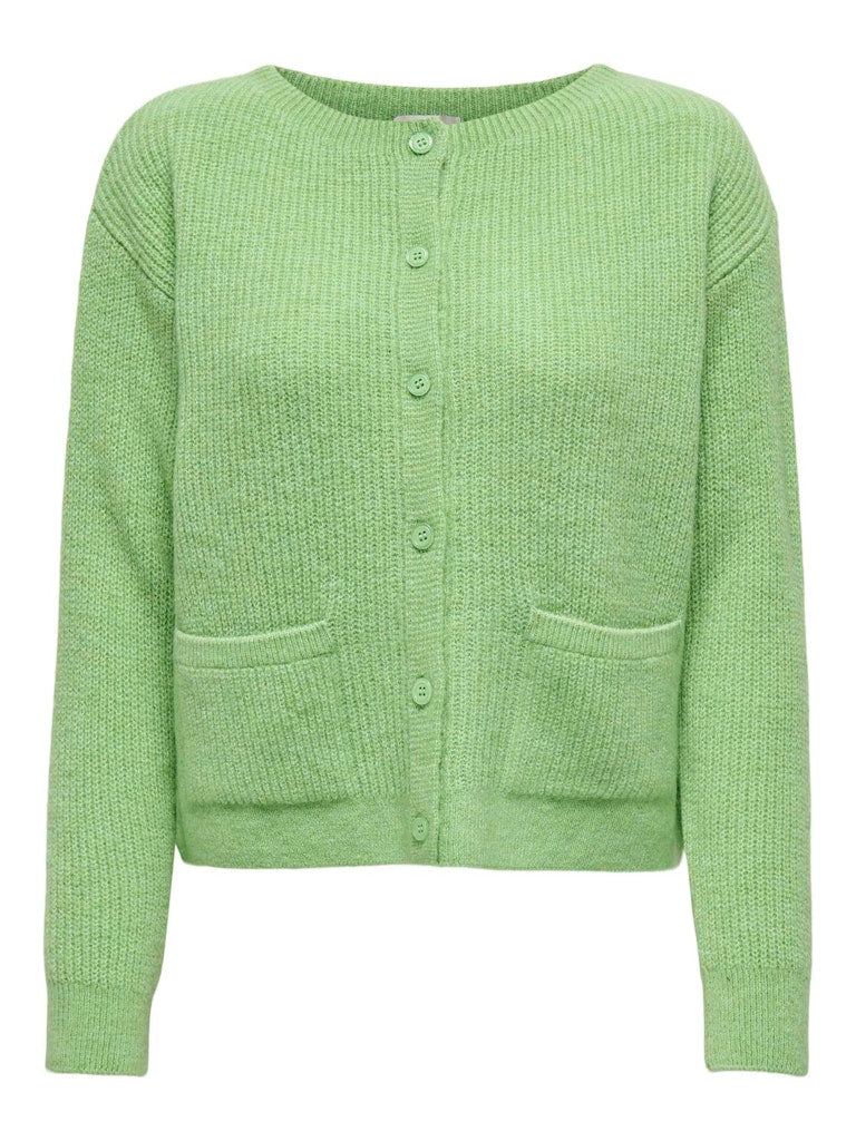 HAYDAN O-NECK POCKET CARDIGAN - SUMMER GREEN