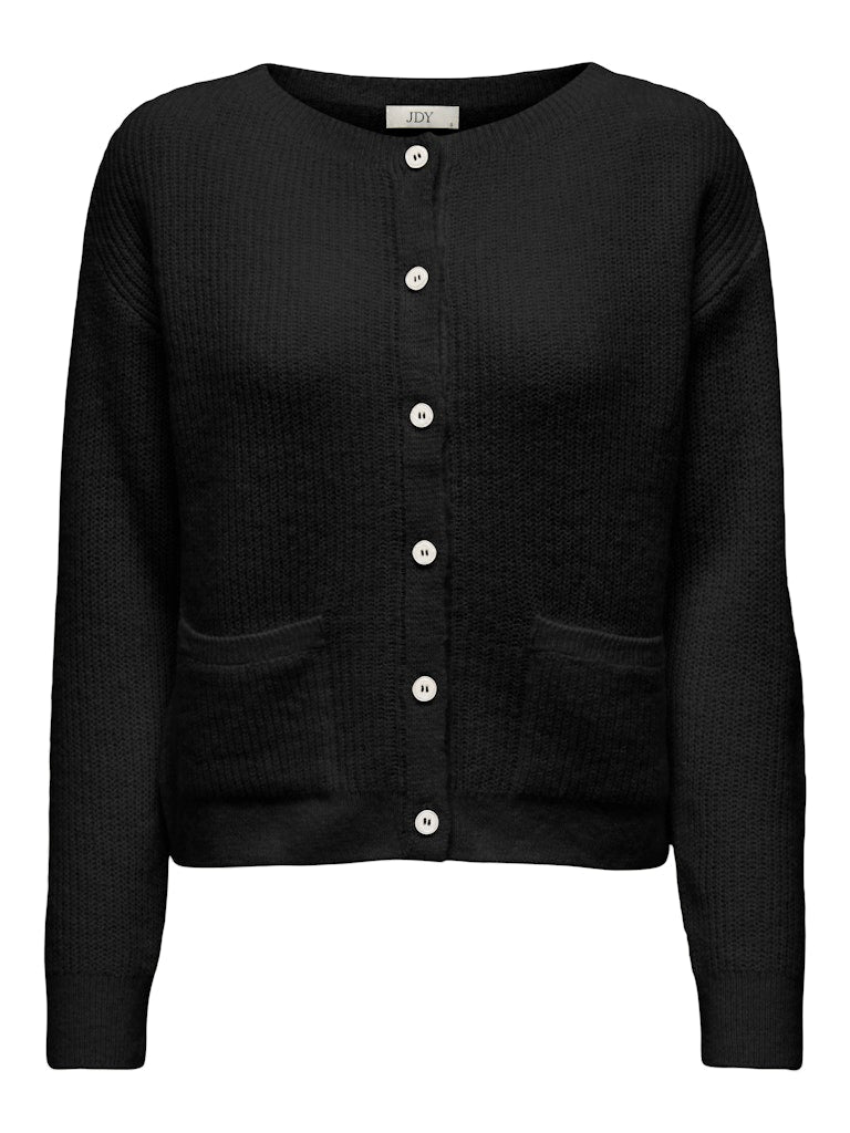 HAYDAN O-NECK POCKET CARDIGAN - BLACK