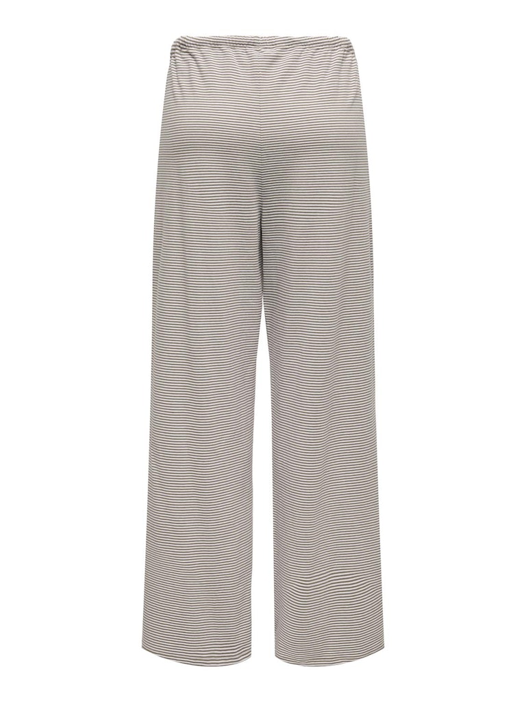 KAREN WIDE PANTS  - WHITE/WALNUT