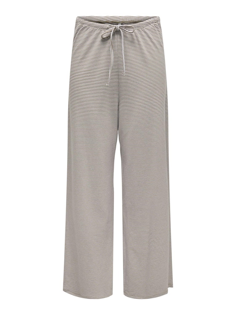 KAREN WIDE PANTS  - WHITE/WALNUT