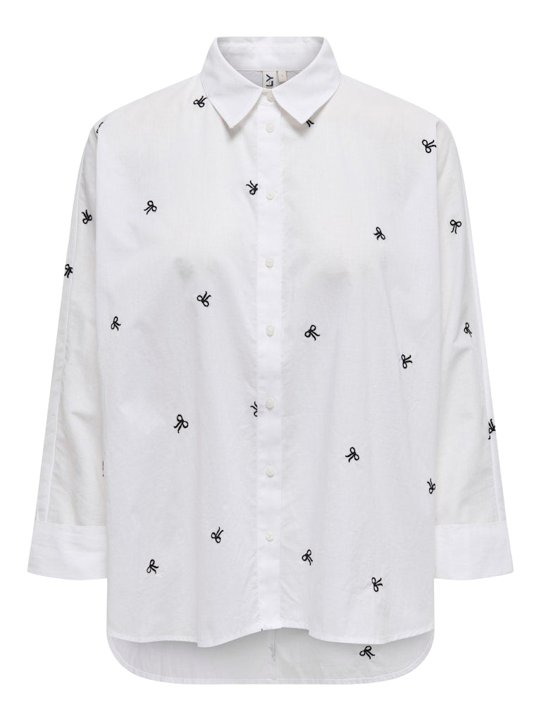 NEW LINA GRACE SHIRT - BRIGHT WHITE/BLACK BOW