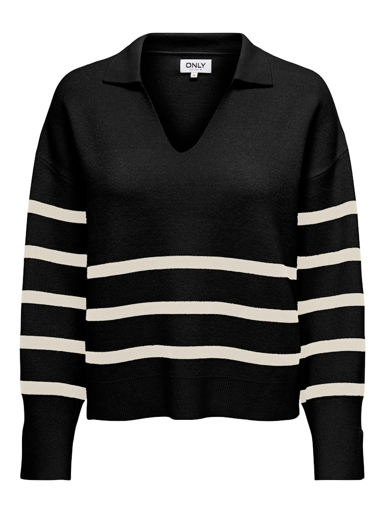 MONICA COLLAR PULLOVER - BLACK