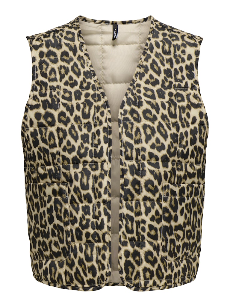 ANNABEL QUILTED LEO WAISTCOAT -  HUMUS/LEOPARD