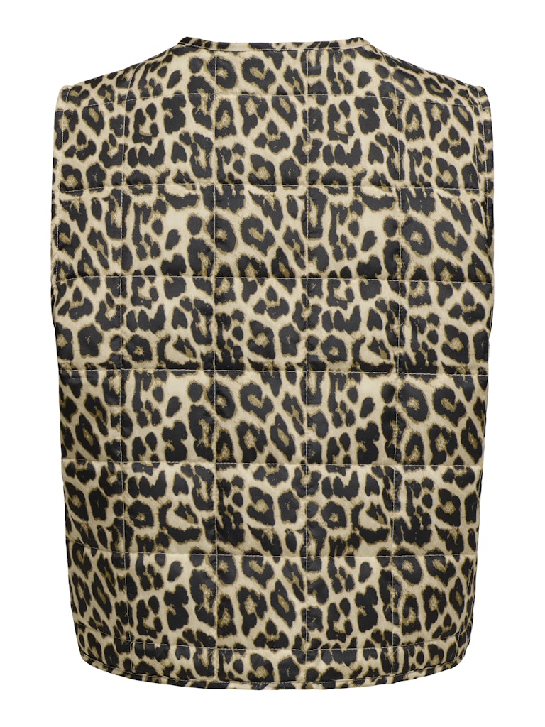 ANNABEL QUILTED LEO WAISTCOAT -  HUMUS/LEOPARD