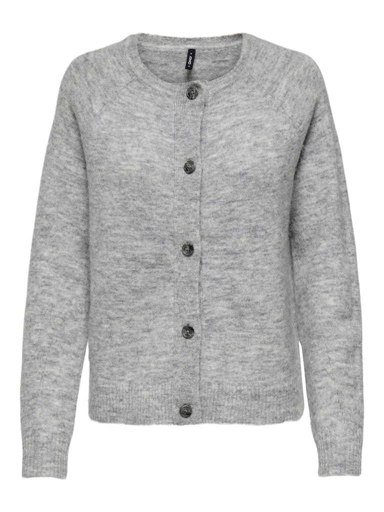 ALLISON O-NECK CARDIGAN - LIGHT GREY MELANGE