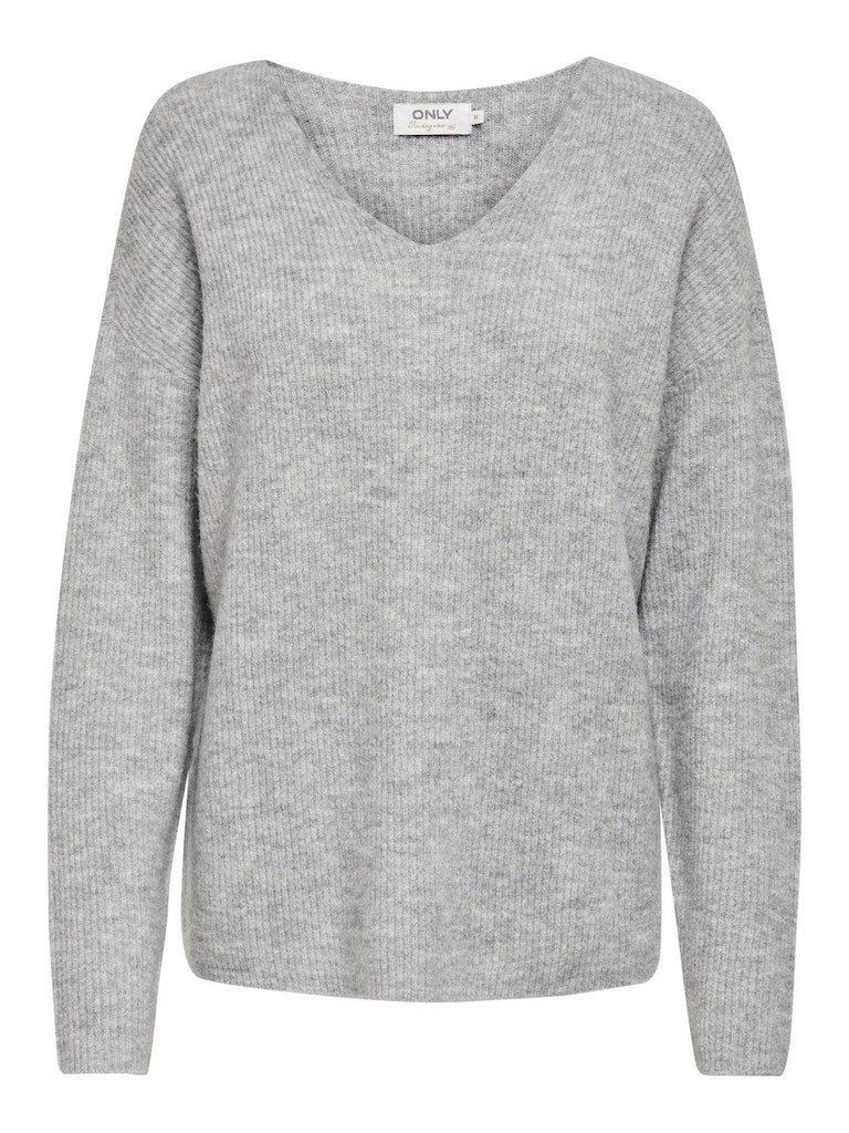 CAMILLA V-NECK PULLOVER - LIGHT GREY MELANGE