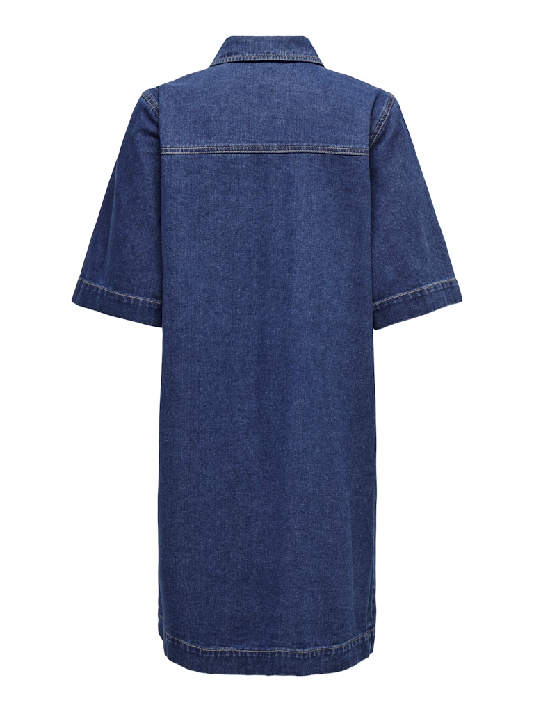 BELLE BUTTON DENIM DRESS - DARK BLUE DENIM