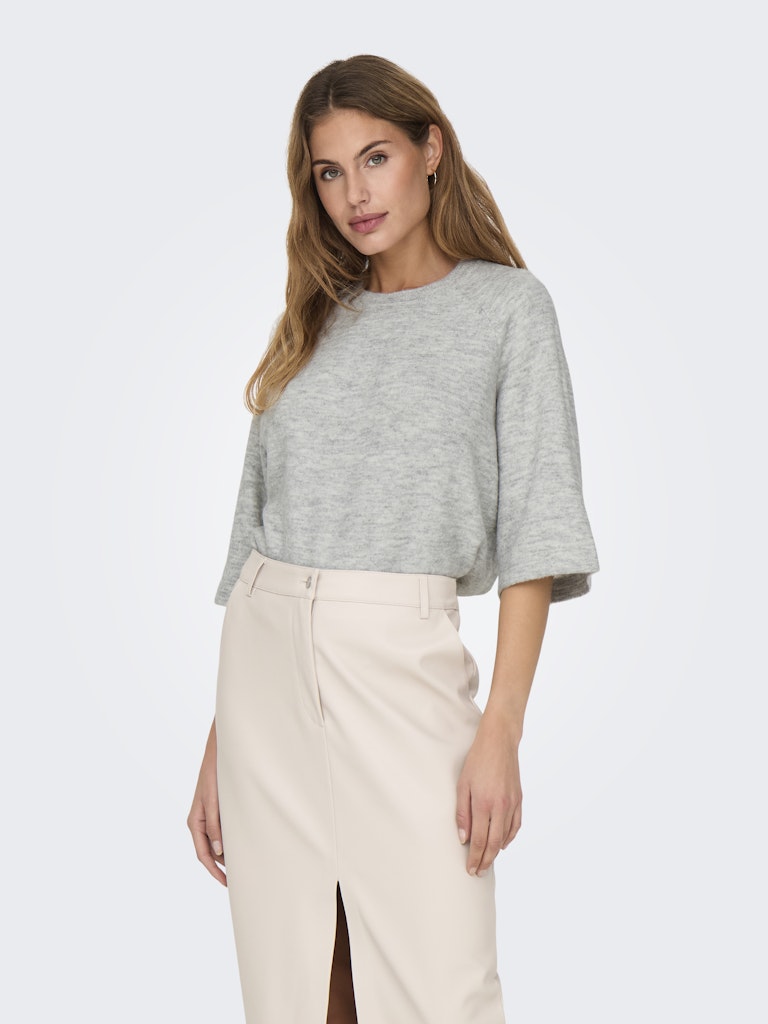 SIMONI 3/4 PULLOVER - LIGHT GREY MELANGE