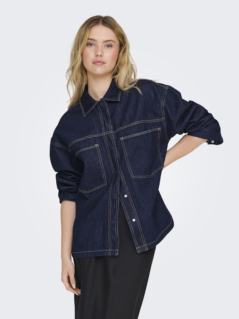 EMMIE SHIRT RINSE DENIM - DARK BLUE DENIM