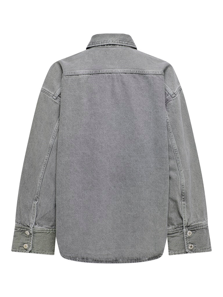 SOPHIE OVERSIZED DENIM SHIRT - LIGHT GREY MELANGE