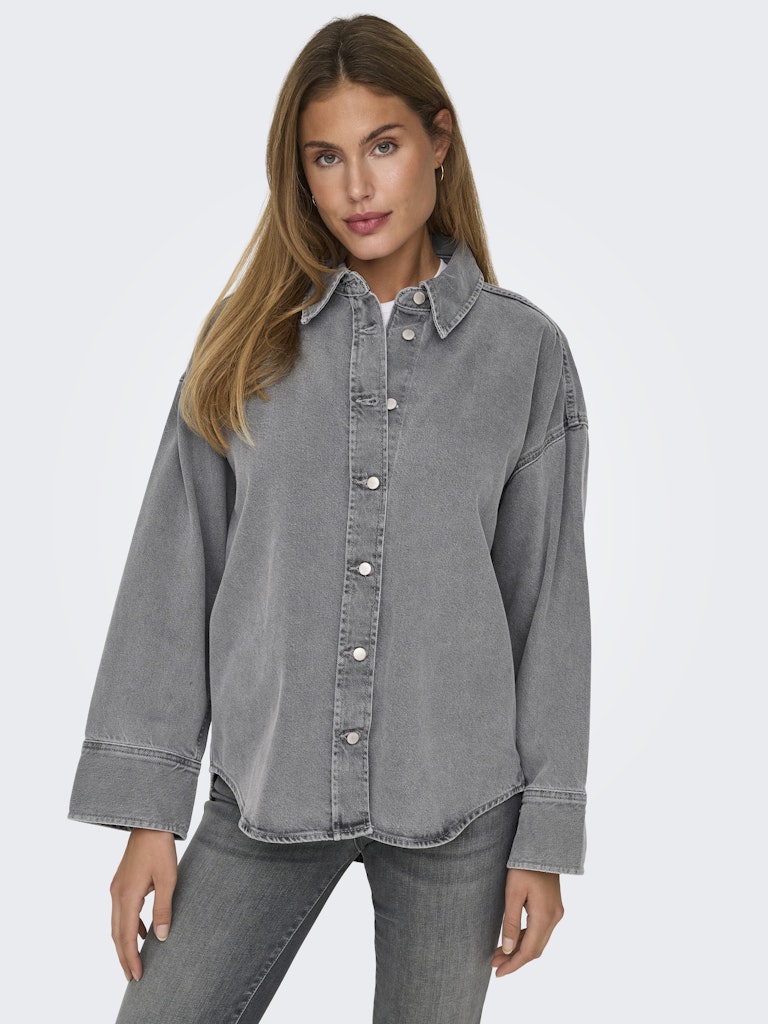 SOPHIE OVERSIZED DENIM SHIRT - LIGHT GREY MELANGE