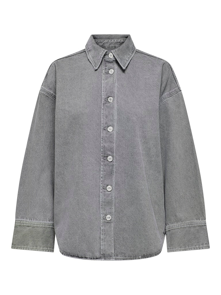 SOPHIE OVERSIZED DENIM SHIRT - LIGHT GREY MELANGE