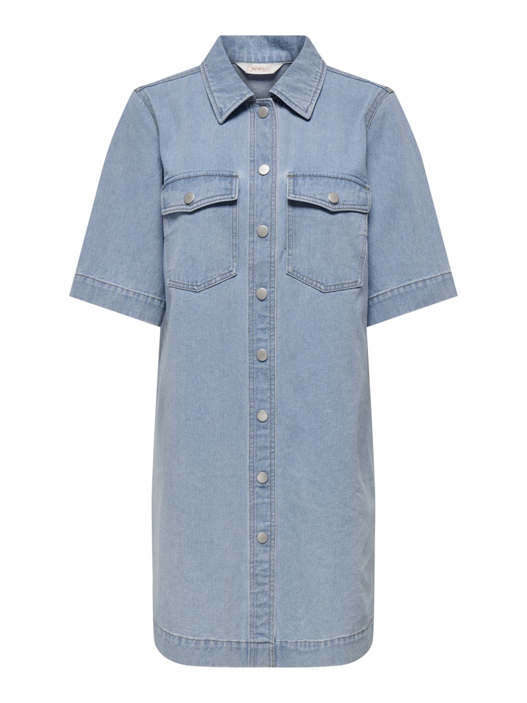 BELLE BUTTON DENIM DRESS - LIGHT BLUE DENIM