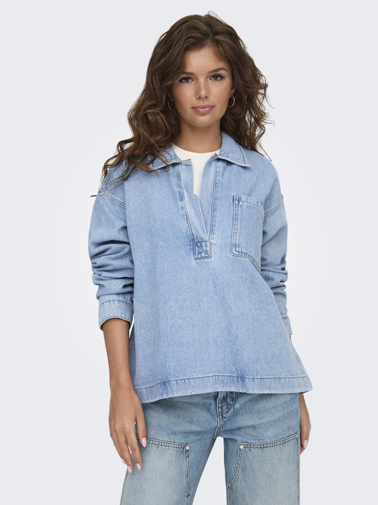 BIRDE POLO DENIM SHIRT - LIGHT BLUE DENIM