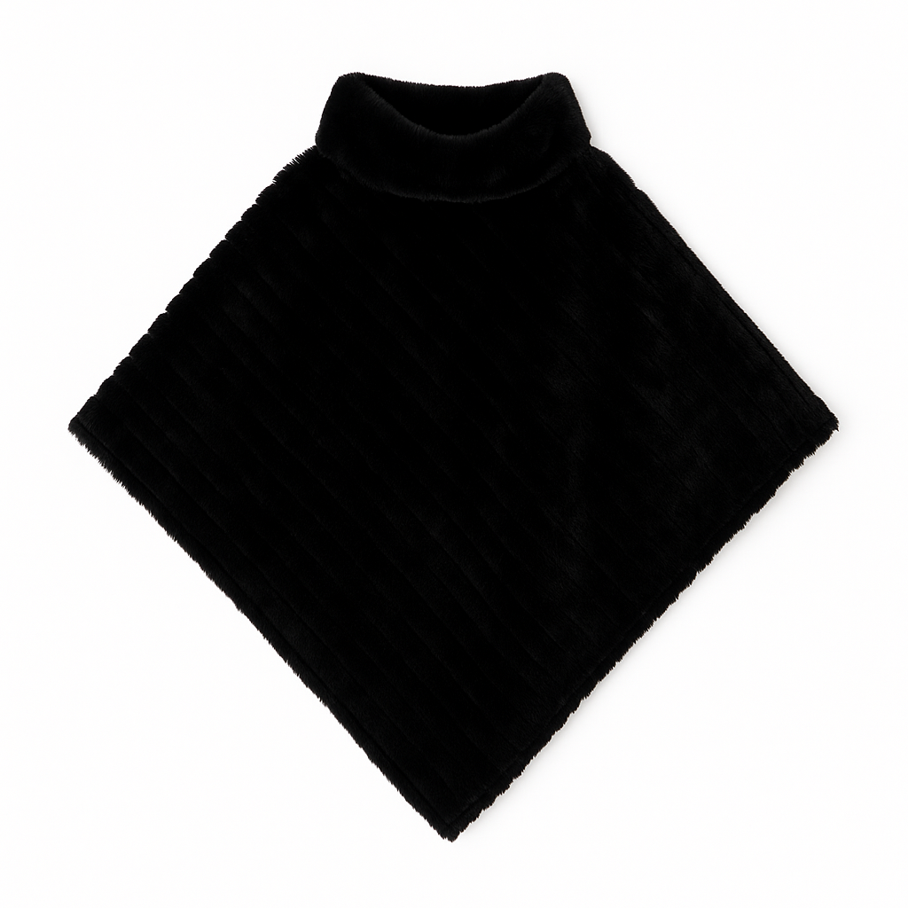 Poncho - Imiteret pels - 2602B Black
