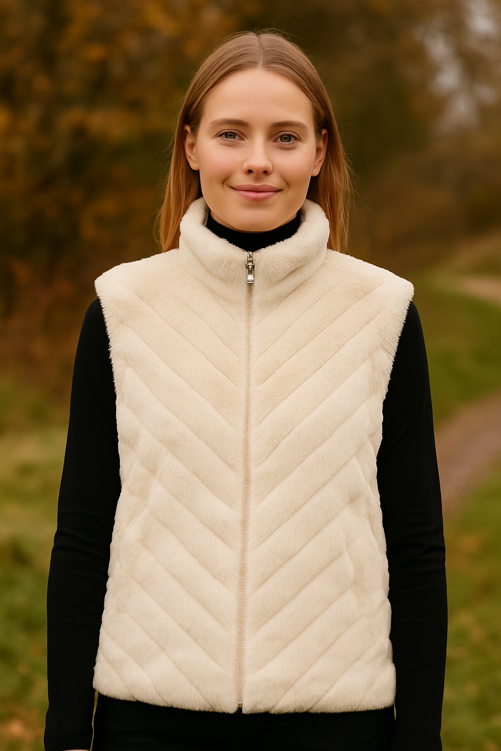 Vest - Imiteret Pels - 2602E Off. White