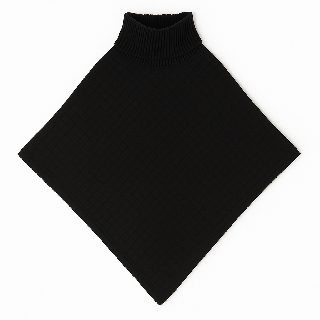 Poncho - Strik med Rullekrave - 2603B Black