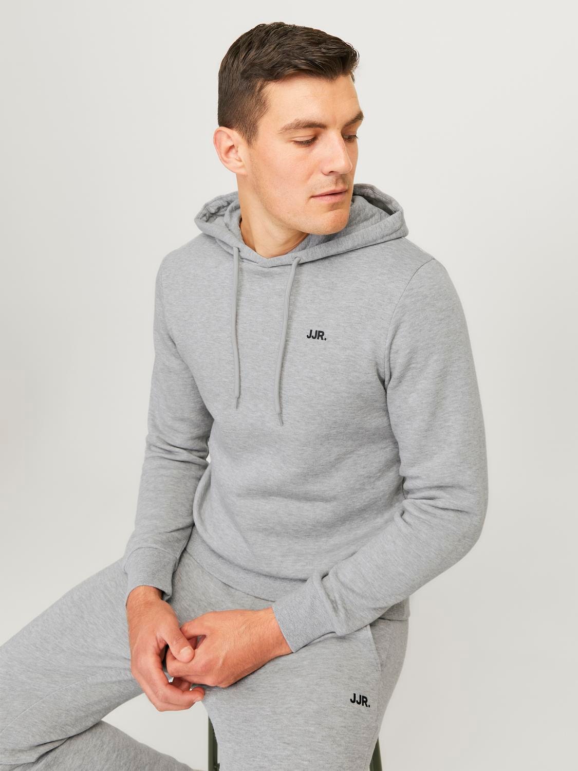 EBREBEL LOGO SWEAT HOOD - LIGHT GREY MELANGE