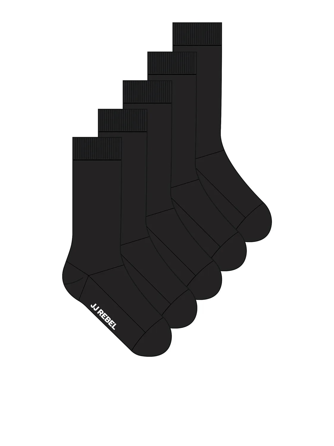 REBEL LOGO SOCKS 5 PACK - BLACK